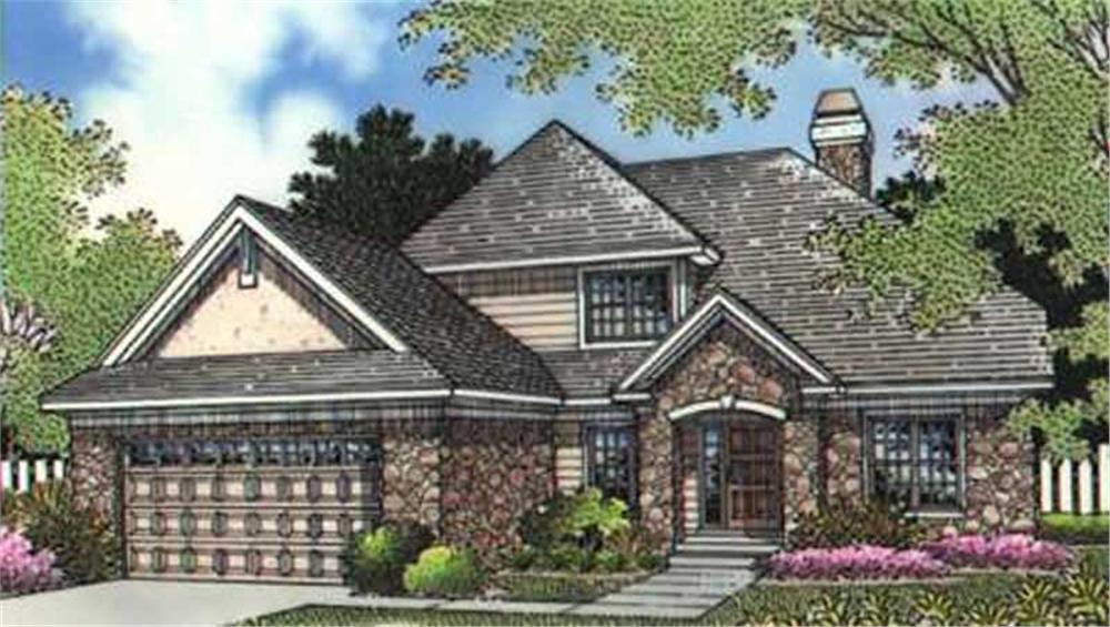 Front view of European home (ThePlanCollection: House Plan #146-3000)