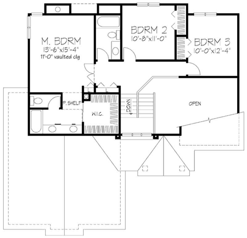 Floor Plan Second Story of Country Plan #146-3005