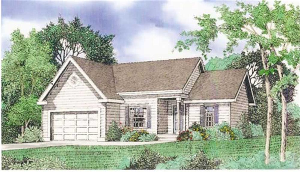Front elevation of Country home (ThePlanCollection: House Plan #147-1005)
