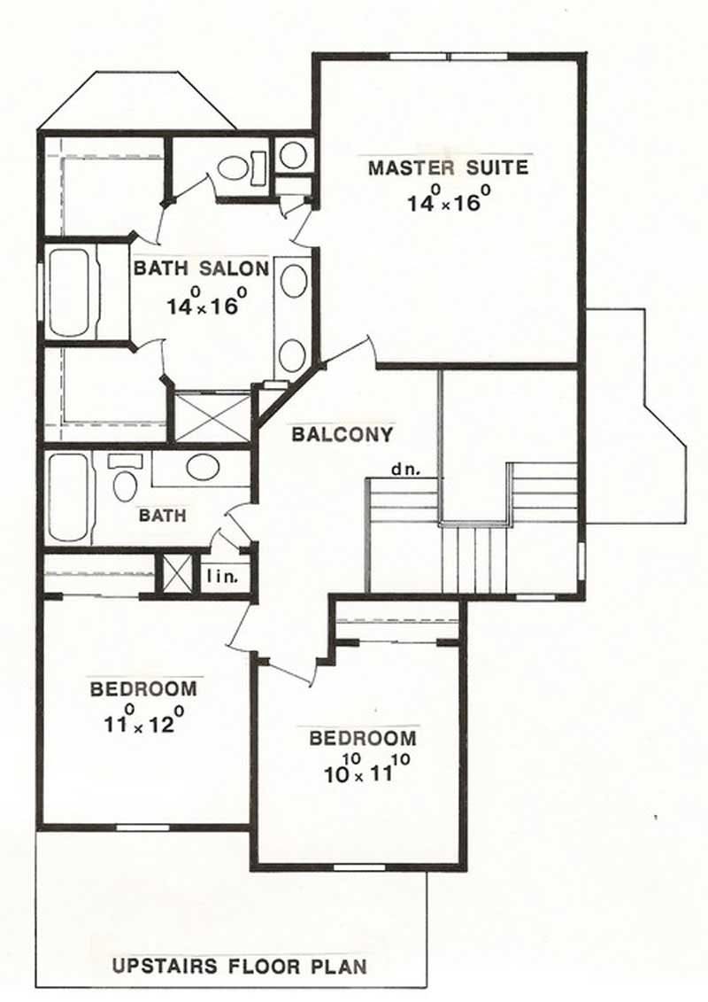Floor Plan Second Story of Small House Plans #147-1006