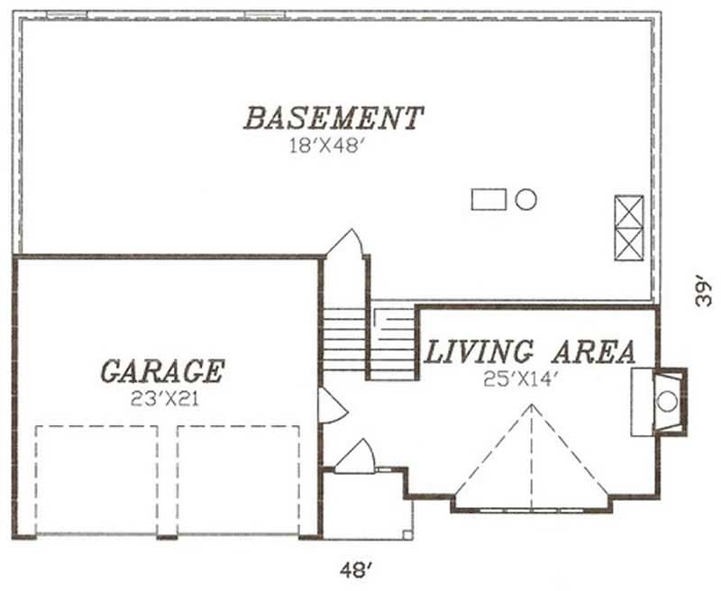 Floor Plan First Story of Small House Plans #147-1007