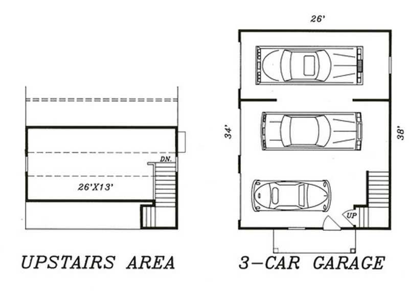 Floor Plan First Story of Garage Plan #147-1013