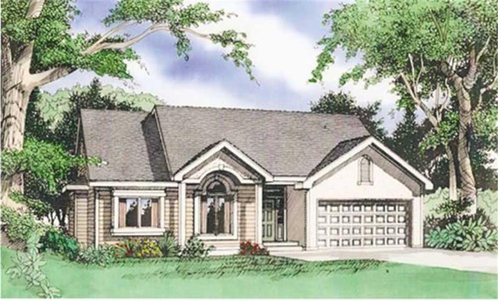 Front elevation of Ranch home (ThePlanCollection: House Plan #147-1019)