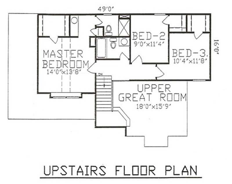 Floor Plan Second Story of Contemporary Plan #147-1024