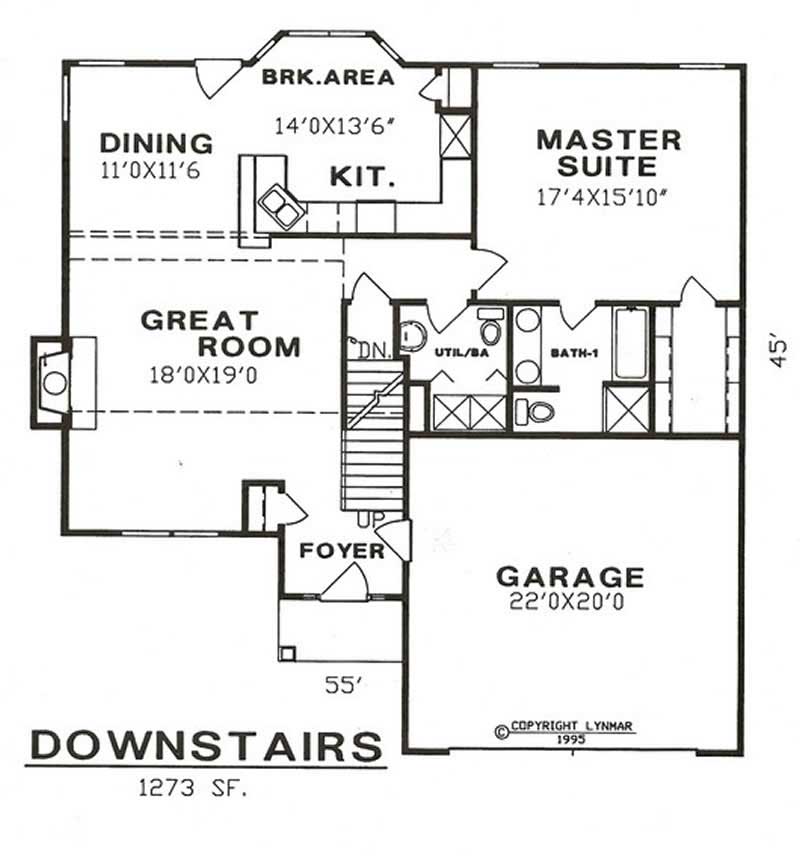 Floor Plan First Story of Traditional Plan #147-1027