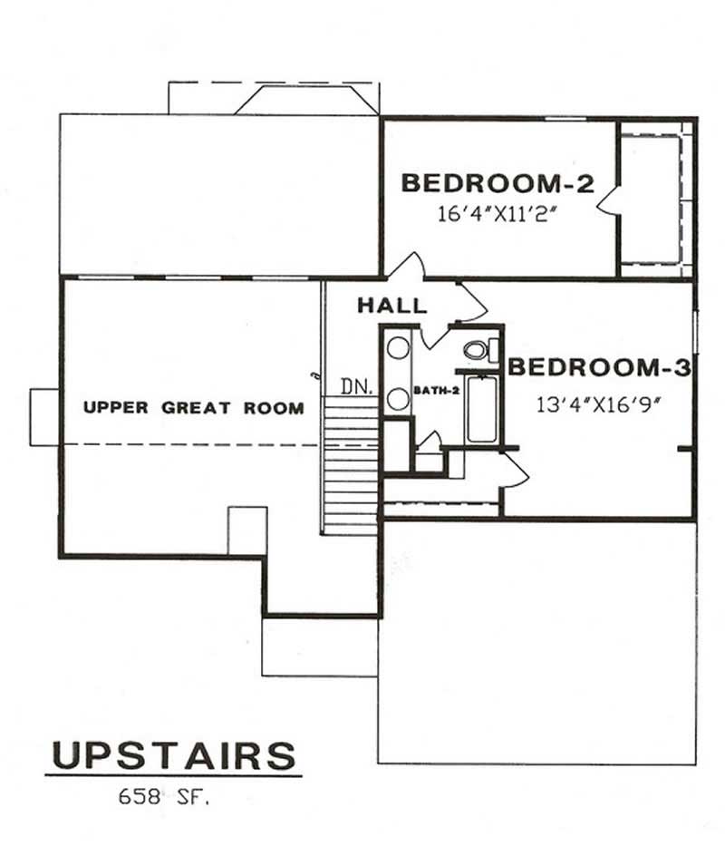 Floor Plan Second Story of Traditional Plan #147-1027