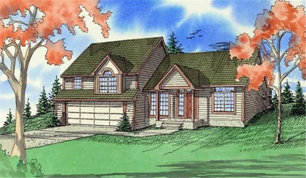 Front elevation of Traditional home (ThePlanCollection: House Plan #147-1028)