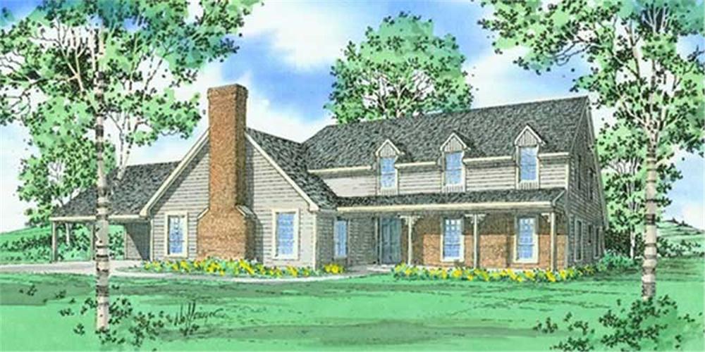 Front elevation of Farmhouse home (ThePlanCollection: House Plan #147-1030)