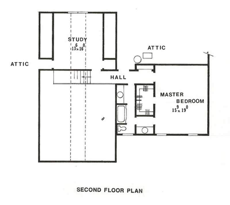 Floor Plan Second Story of Farmhouse Plan #147-1030
