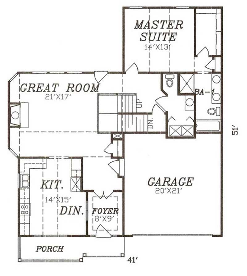 Floor Plan First Story of Traditional Plan #147-1032