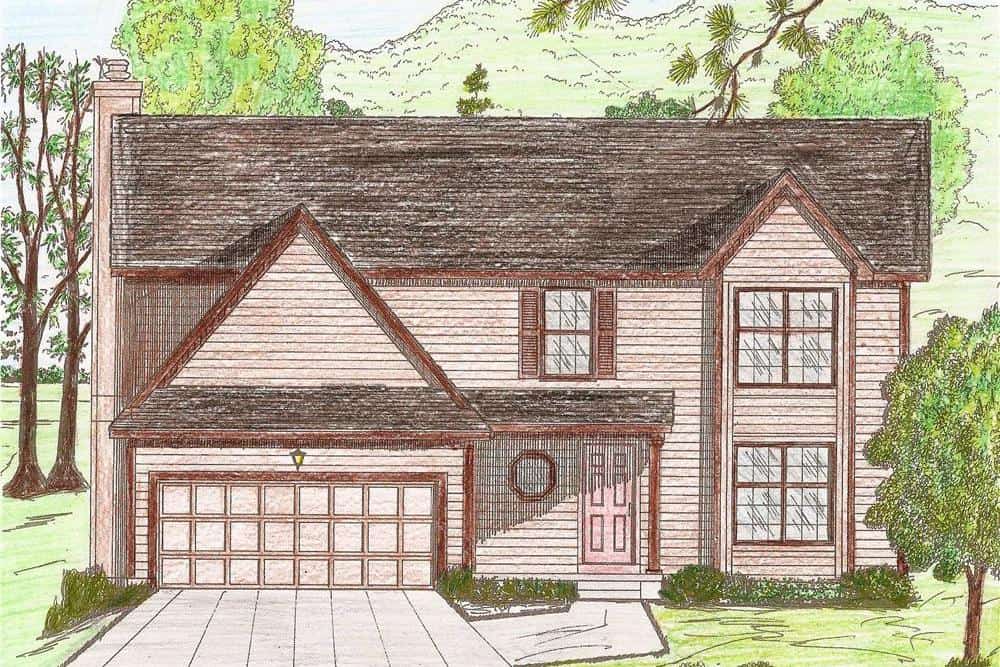 Front View of this 4-Bedroom, 2053 Sq Ft Plan - 147-1034