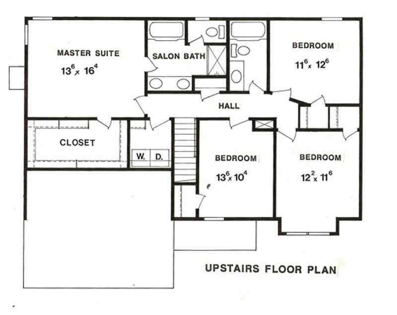 Floor Plan Second Story of Traditional Plan #147-1034