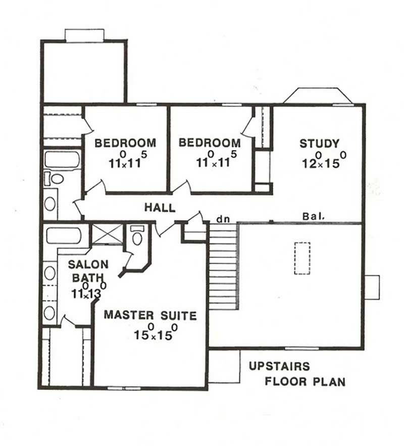 Floor Plan Second Story of Contemporary Plan #147-1038