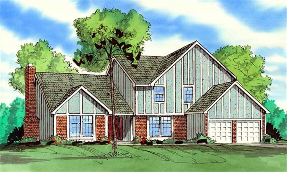 Front elevation of Craftsman home (ThePlanCollection: House Plan #147-1039)