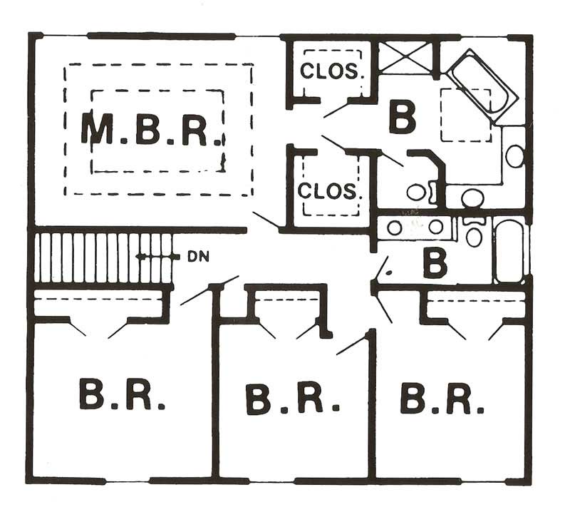 Floor Plan Second Story of Craftsman Plan #147-1039