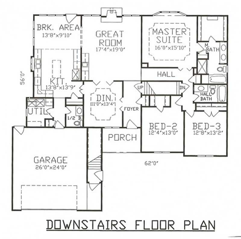 Floor Plan First Story of Cape Cod Plan #147-1046