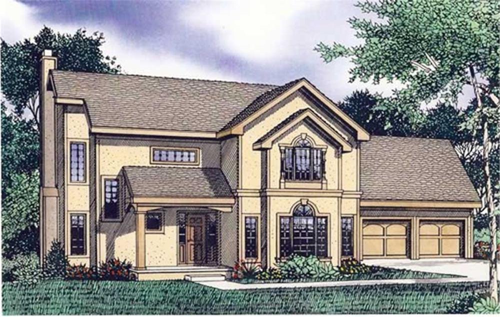 Front elevation of Contemporary home (ThePlanCollection: House Plan #147-1047)