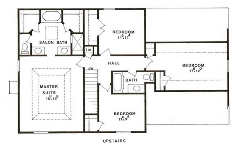 Floor Plan Second Story of Country Plan #147-1049