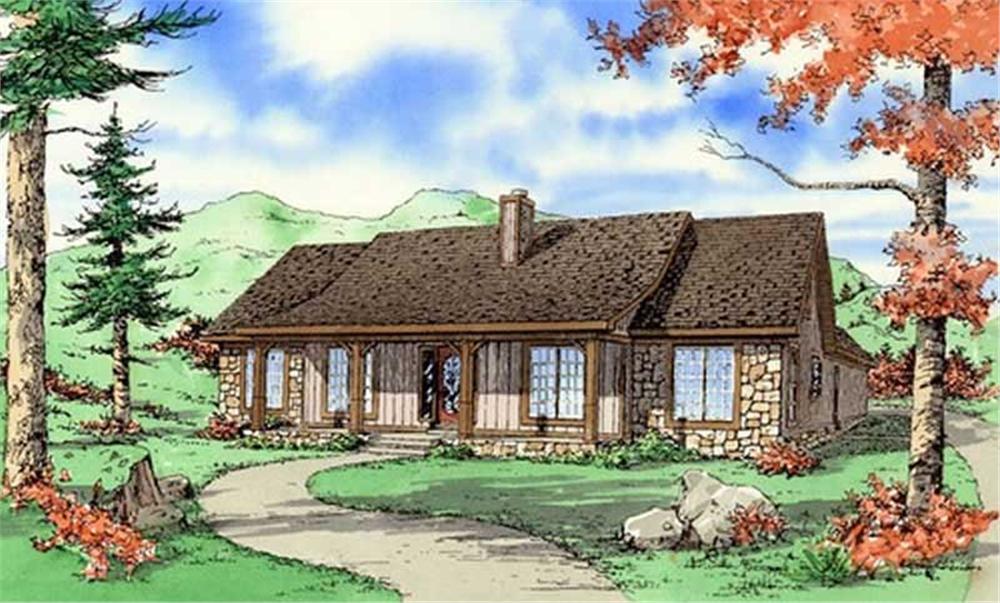 Front elevation of Country home (ThePlanCollection: House Plan #147-1051)