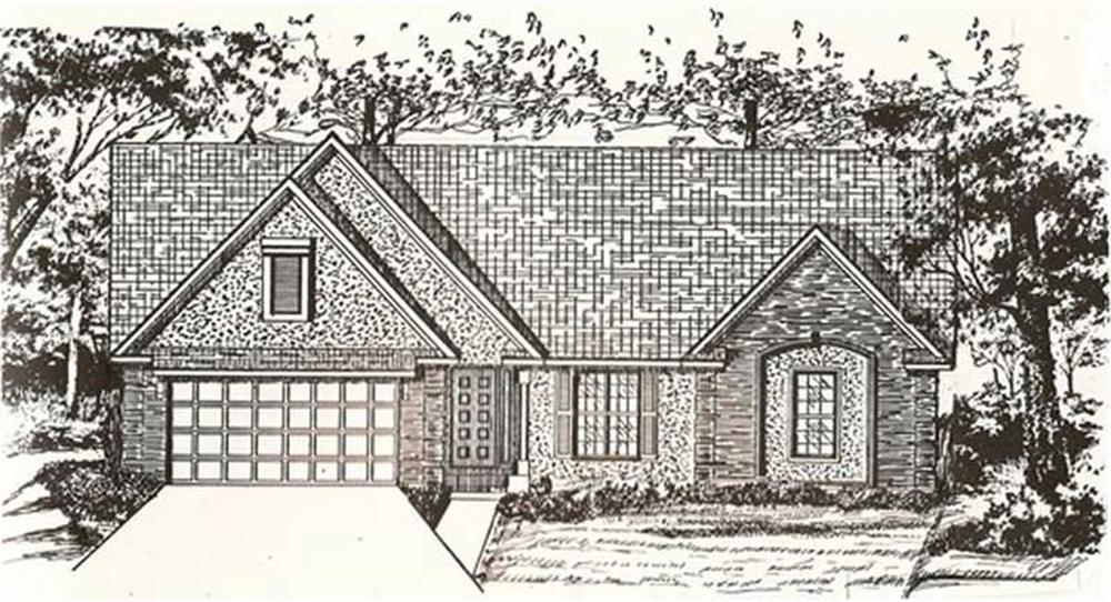 Front elevation of Ranch home (ThePlanCollection: House Plan #147-1053)