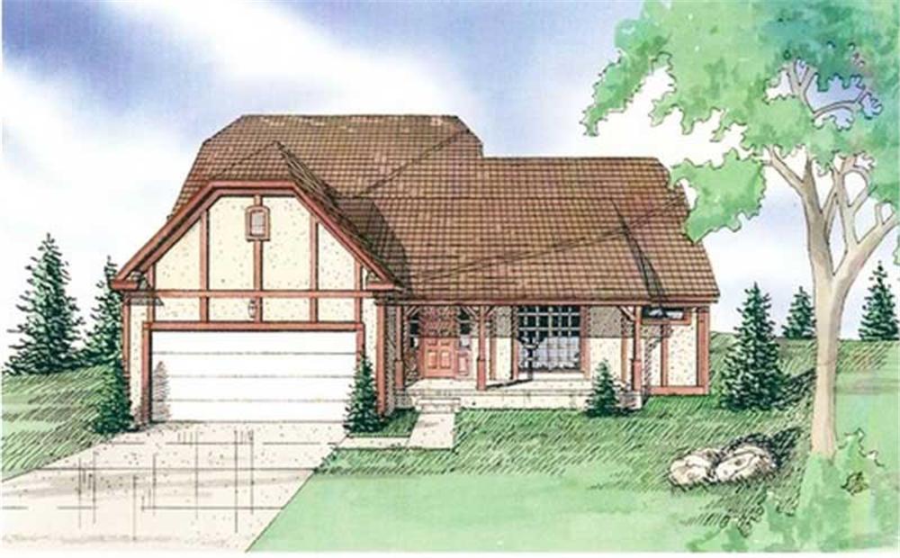 Front elevation of Country home (ThePlanCollection: House Plan #147-1056)