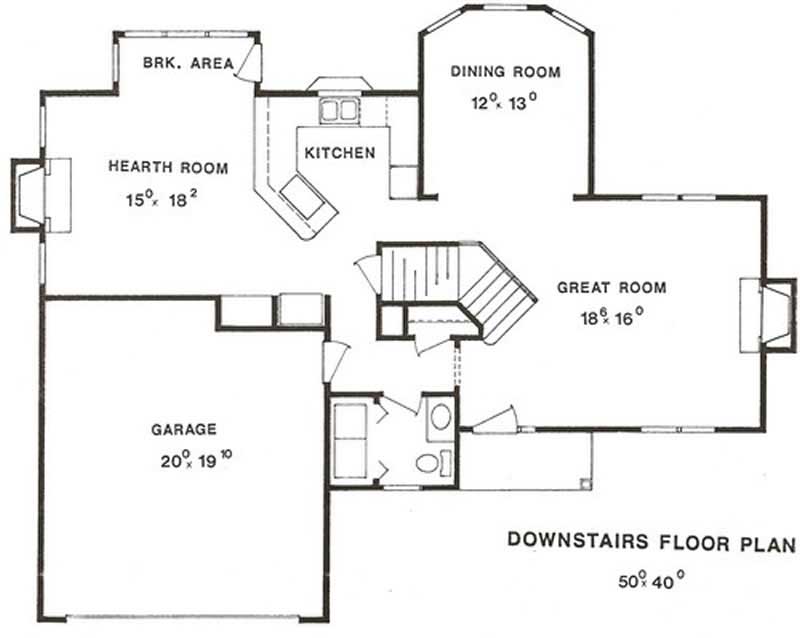 Floor Plan First Story of Traditional Plan #147-1058