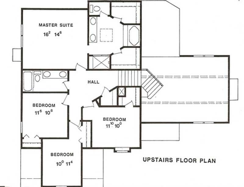 Floor Plan Second Story of Traditional Plan #147-1058
