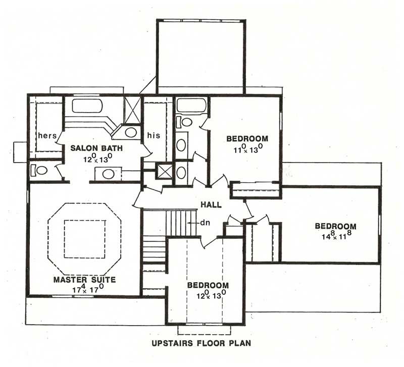Floor Plan Second Story of Craftsman Plan #147-1059