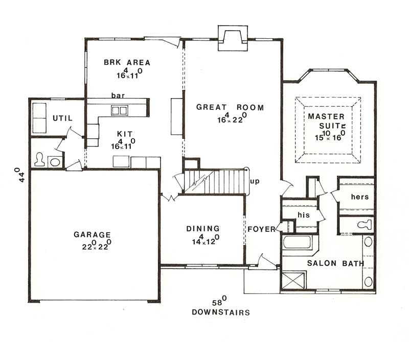 Floor Plan First Story of Craftsman Plan #147-1060