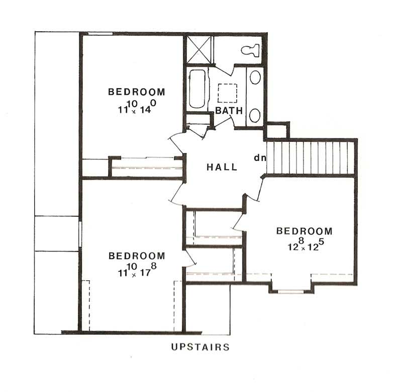 Floor Plan Second Story of Craftsman Plan #147-1060