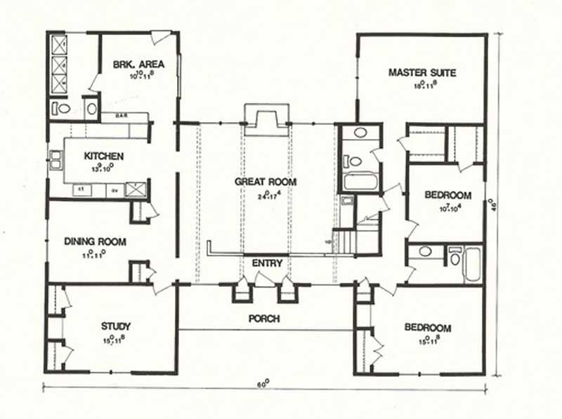 Floor Plan First Story of Ranch Plan #147-1063