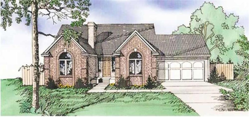 Front elevation of Ranch home (ThePlanCollection: House Plan #147-1064)