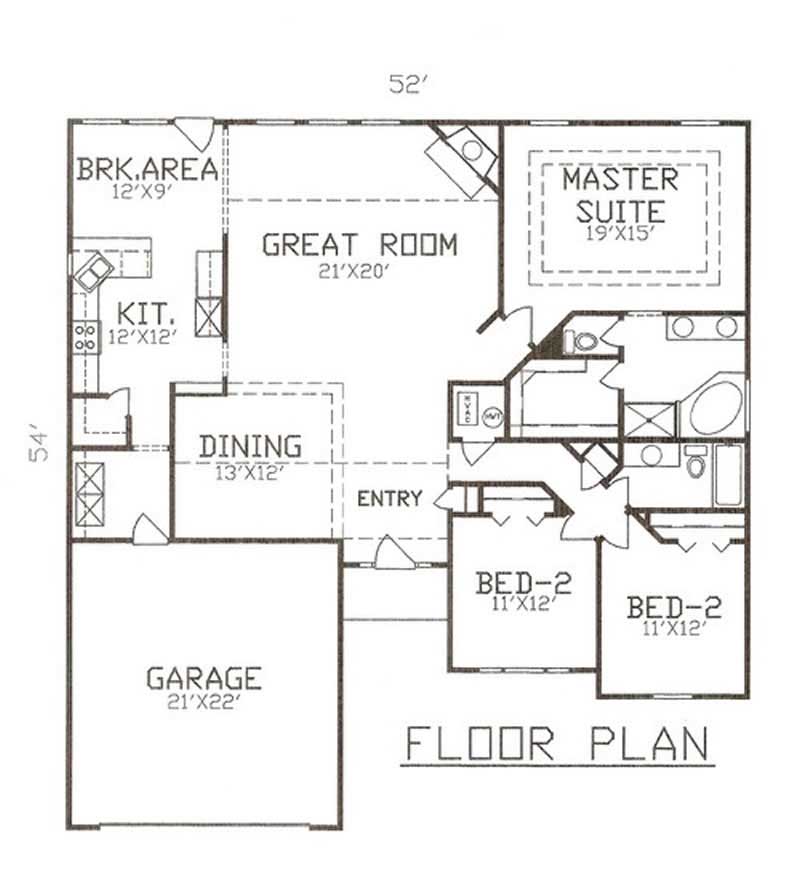 Floor Plan First Story of Country Plan #147-1066