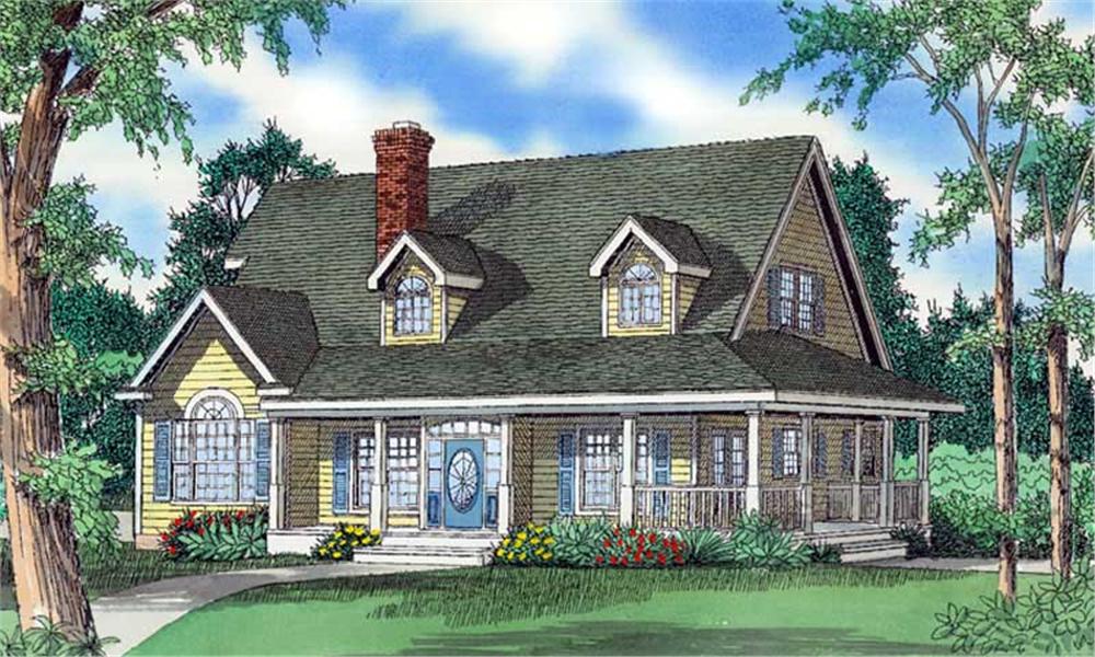 Front elevation of Country home (ThePlanCollection: House Plan #147-1067)