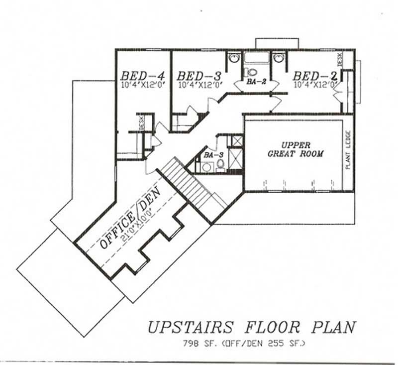 Floor Plan Second Story of Country Plan #147-1077