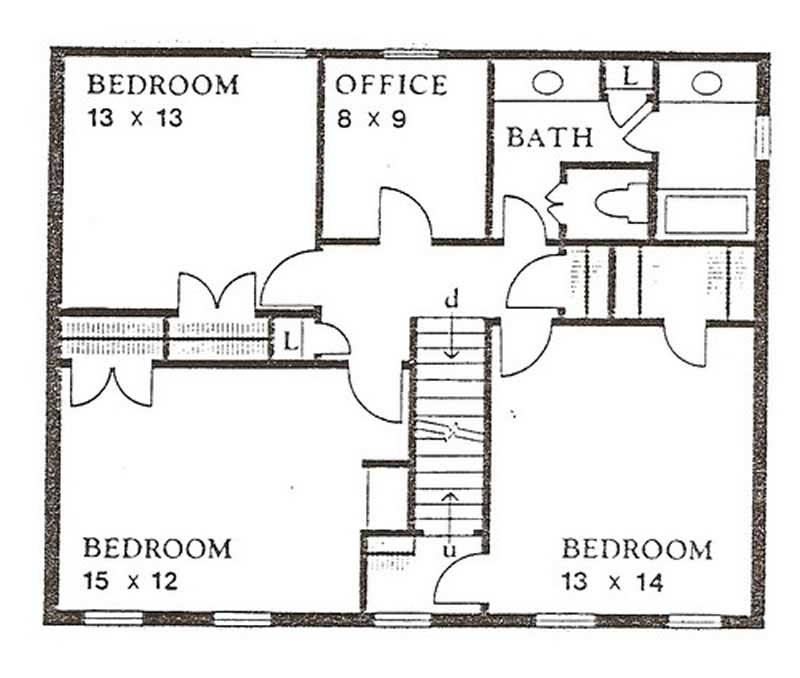 Floor Plan Second Story of European Plan #147-1093
