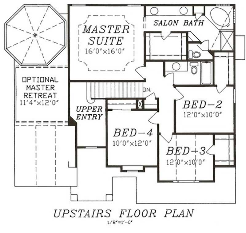 Floor Plan Second Story of Traditional Plan #147-1095