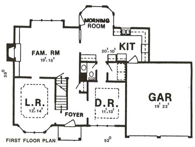 Floor Plan First Story of Country Plan #147-1106