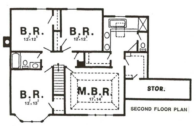 Floor Plan Second Story of Country Plan #147-1106