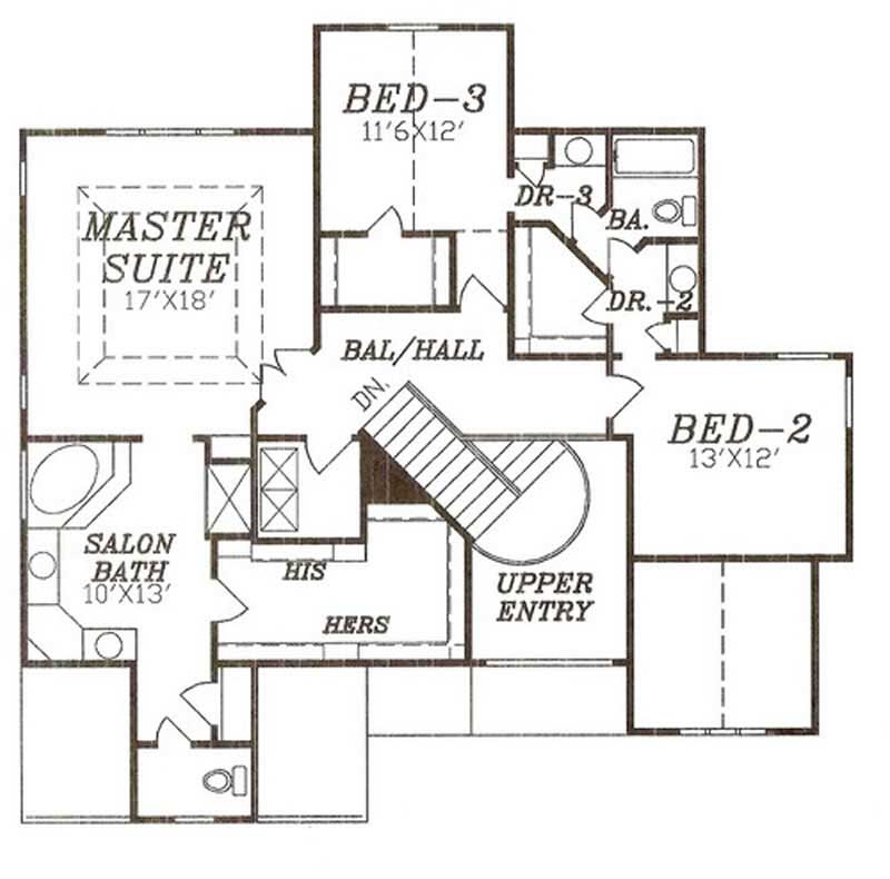 Floor Plan Second Story of Mediterranean Plan #147-1109