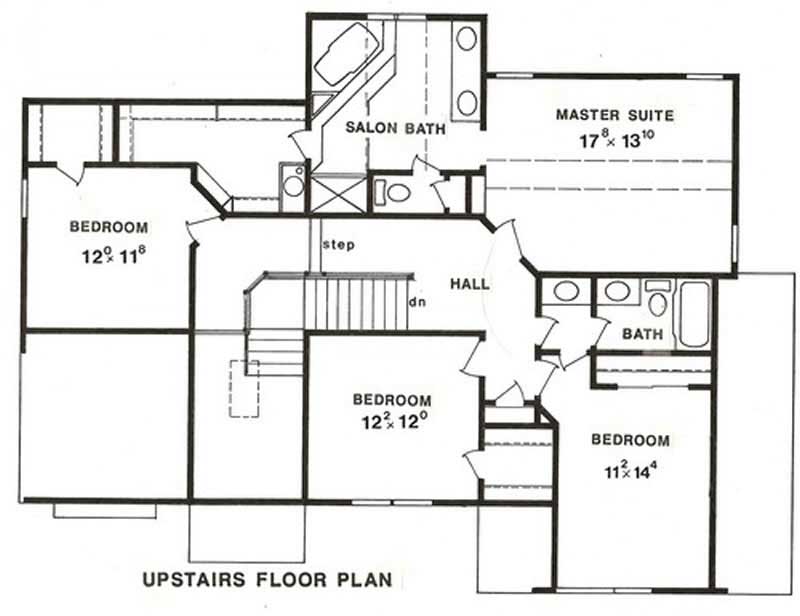 Floor Plan Second Story of European Plan #147-1114