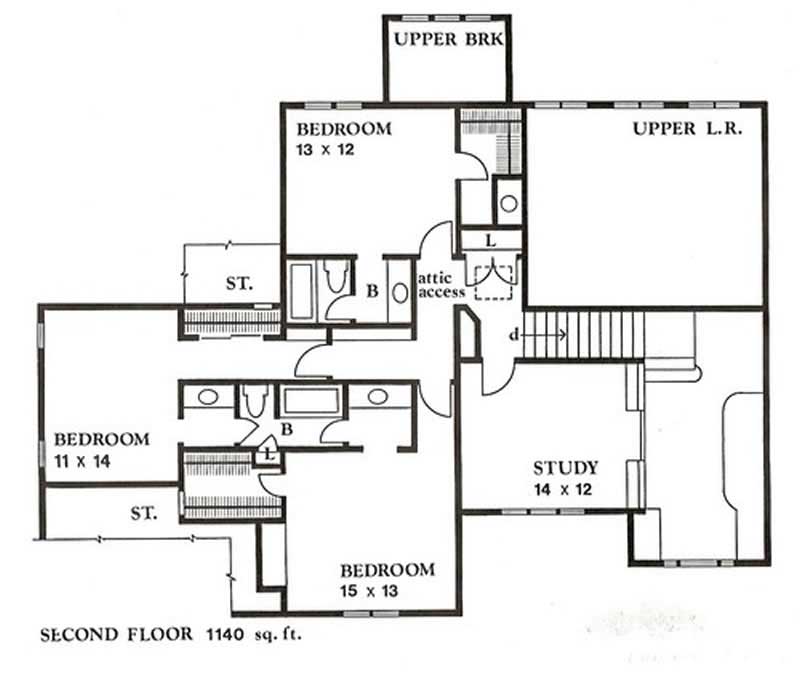 Floor Plan Second Story of Mediterranean Plan #147-1115