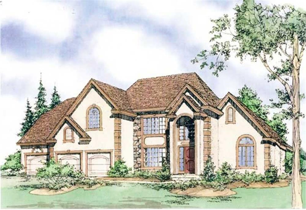 Front elevation of Mediterranean home (ThePlanCollection: House Plan #147-1115)