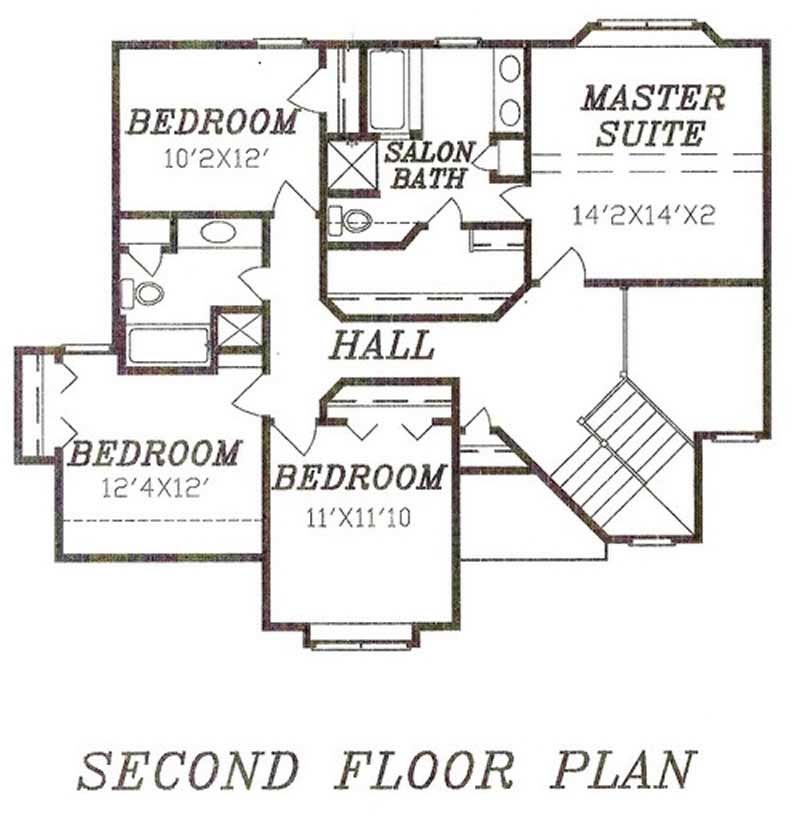 Floor Plan Second Story of Traditional Plan #147-1123