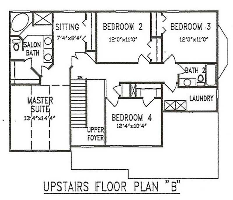 Floor Plan Second Story of Country Plan #147-1131