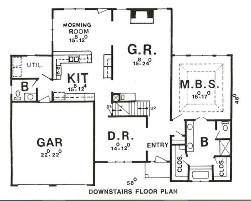 Floor Plan First Story of European Plan #147-1133
