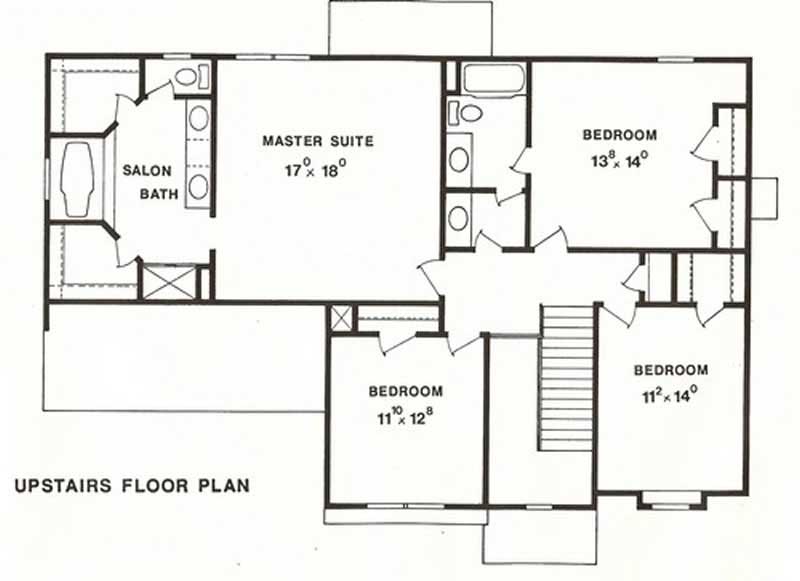 Floor Plan Second Story of European Plan #147-1134