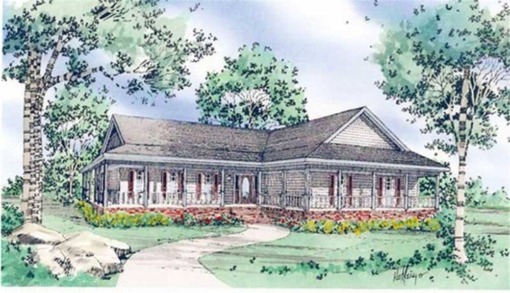 Front elevation of Country home (ThePlanCollection: House Plan #147-1141)