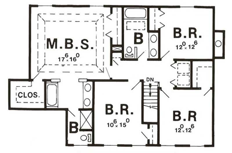 Floor Plan Second Story of European Plan #147-1143