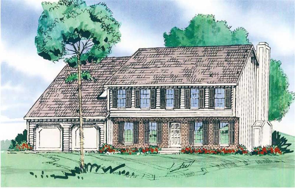 Front elevation of European home (ThePlanCollection: House Plan #147-1143)